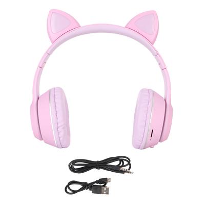 Bluetooth-Headset mit Katzenohren, HiFi-Stereo, integriertes Mikrofon, unterstützt Speicherkarte, Line-in-Kopfhörer