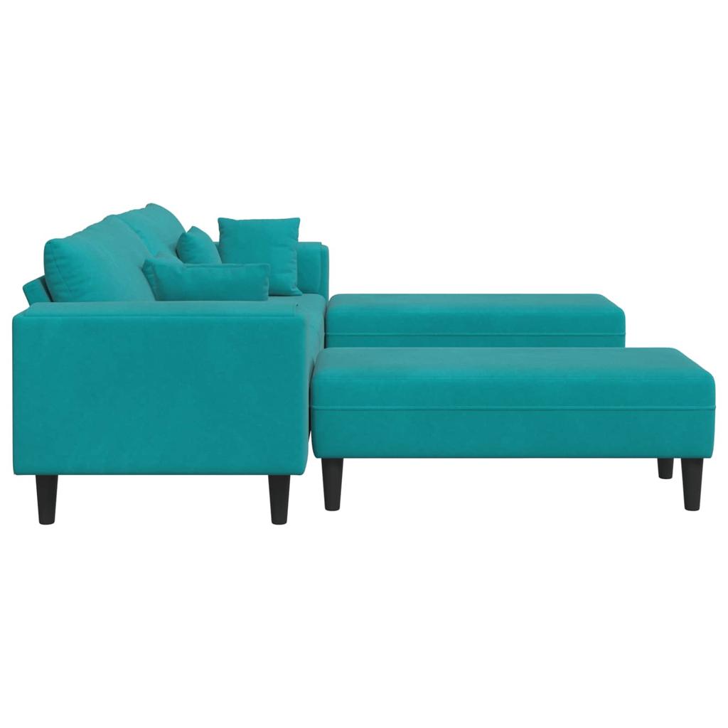 Sofa 3 Pcs Turquoise 250 X 188 X 76 Cm Velvet