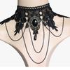 Punk Wide Neck Black Lace Necklace, Banquet Dress Exaggerated Fringe Pendant Collarbone Chain Women
