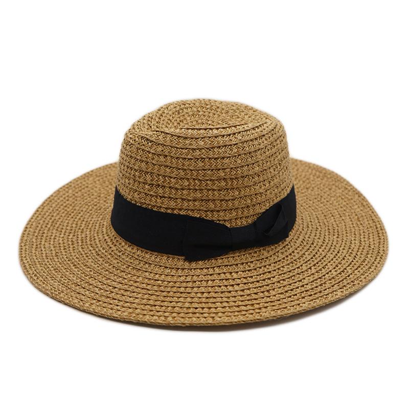 European, American And Korean Big Brim Beige Panama Jazz Top Hat Men And Women Summer Shading Vacation Beach Straw Hat Seaside