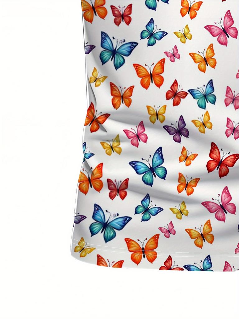 Men's Short Sleeve Polo Shirt with Flat Digital Print Pattern - No Texture