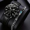 Geneva Men's Steel Band Fashion Calendar Wristwatch - Bestseller Personalized Business Set