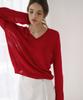 LAMEREI Holgament V-Neck Linen Knit Top[Lmbfsu25Kn281]-Red
