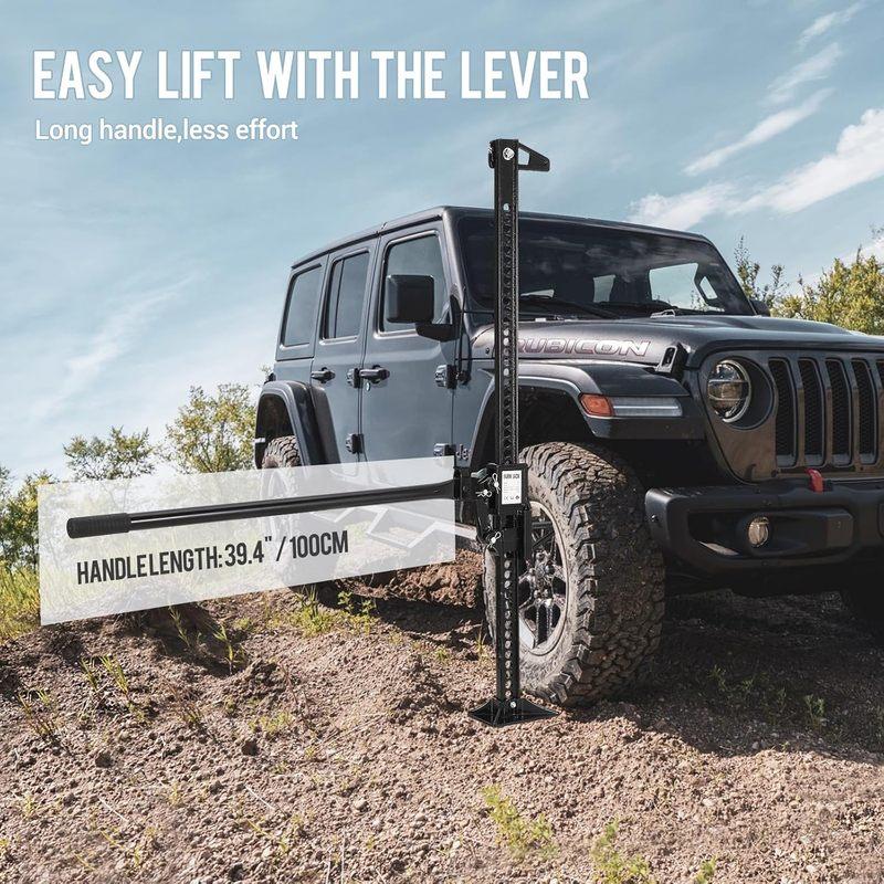 Martinetto da Fattoria High-Lift da 48", Nero – 3 Ton (6.600 LB) Capacità, Sollevamento a cricchetto da 5" a 45" per Recupero Off-Road, Camion
