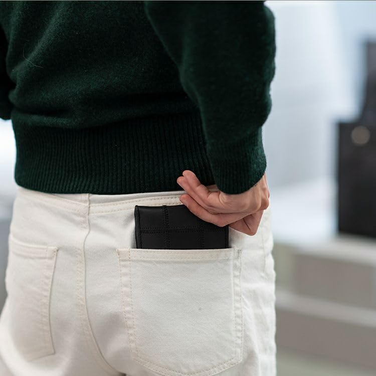 Bifold Wallet Made by Official Baseball Glove Manufacturer Genuine Leather Bifold Wallet Large Capacity Wallet with Coin Purse Wallet DPC802 Black