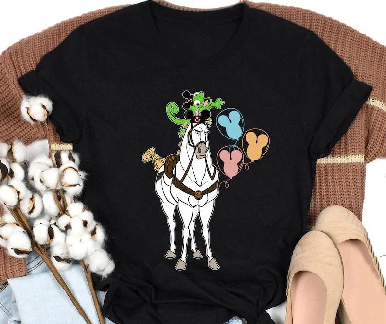 Cute Tangled Pascal And Maximus With Mickey Mouse Happy Tshirt Unisex Unisex S