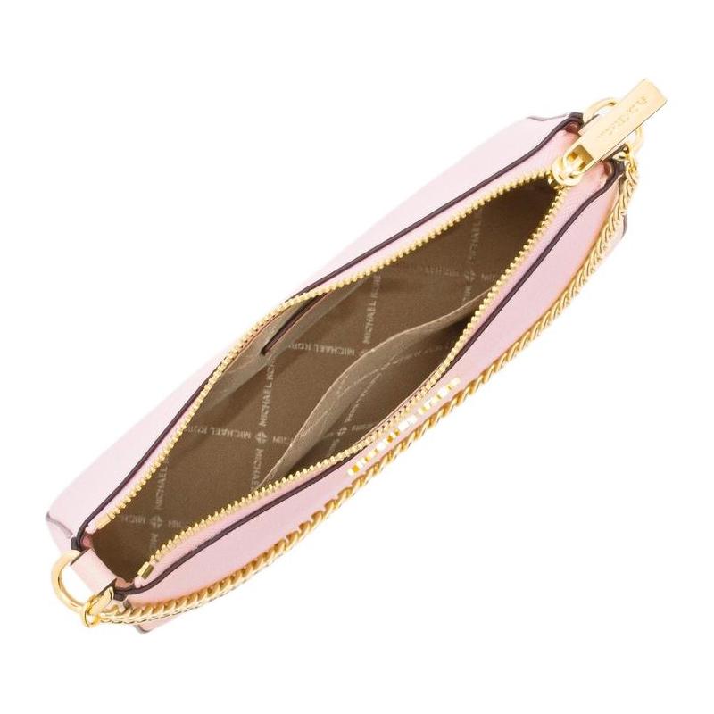 Michael Kors Jet Set Zipper Closure Cowhide Hand-held Shoulder Crossbody Bag Medium Size Women's Blush Pink