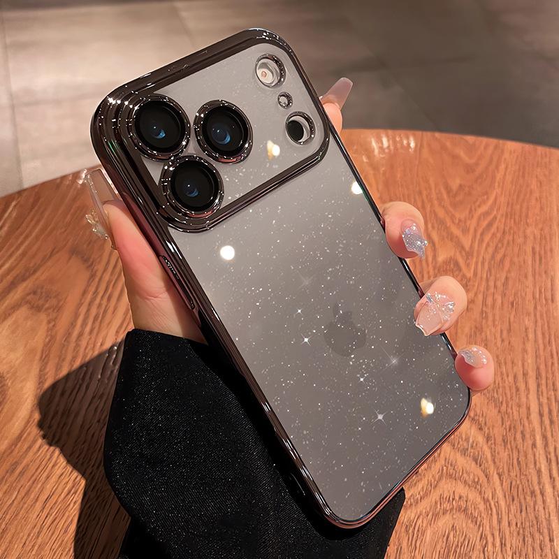 Stardust Glitter Transparent Case for iPhone 17 with Built-in Lens Film and Apple 16 Drop-Proof Protection