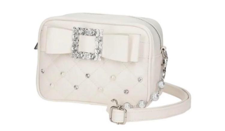 

[USED] Ribbon shoulder bag, mass-produced, landmine, white, sickly, cute, gothic, lolita, dreamy, cute