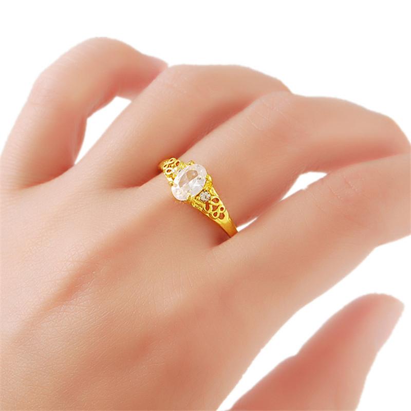 Buy Size 5 6 7 8 9 Yellow Gold Finger Rings Female Ring Bijoux 24K Gold