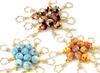 Hana Chirimen Kaleidoscope Japanese Pattern Chirimen Keychain with Bell Made in Japan Souvenir 1 Red and [ZOON] (Set (Sky Blue, Yamabuki, Black))
