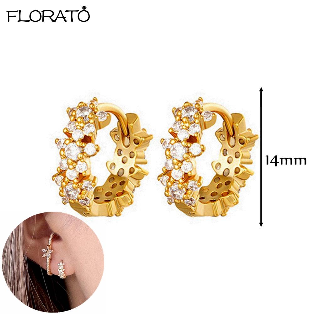 925 Silver Needle 11/13mm Small Hoop Earrings for Women Circle Piercing Huggie Earrings Multicolor Zircon Earrings Party Jewelry