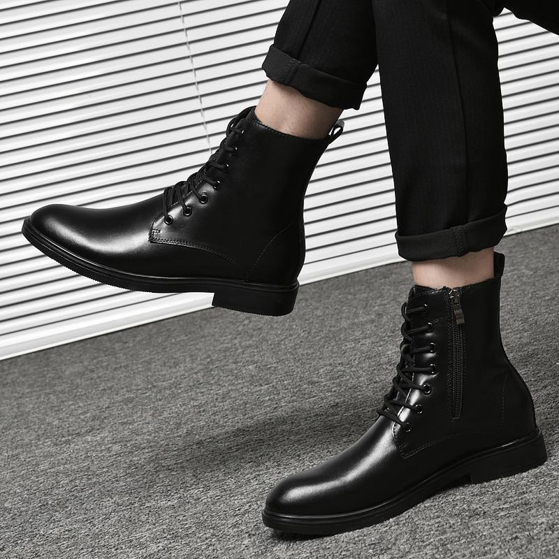 Móda Zima Klasika Pánské boty z pravé kůže High End Business Krátké boty Pánské boty k obleku pro důležitou příležitost Teplé bavlněné boty