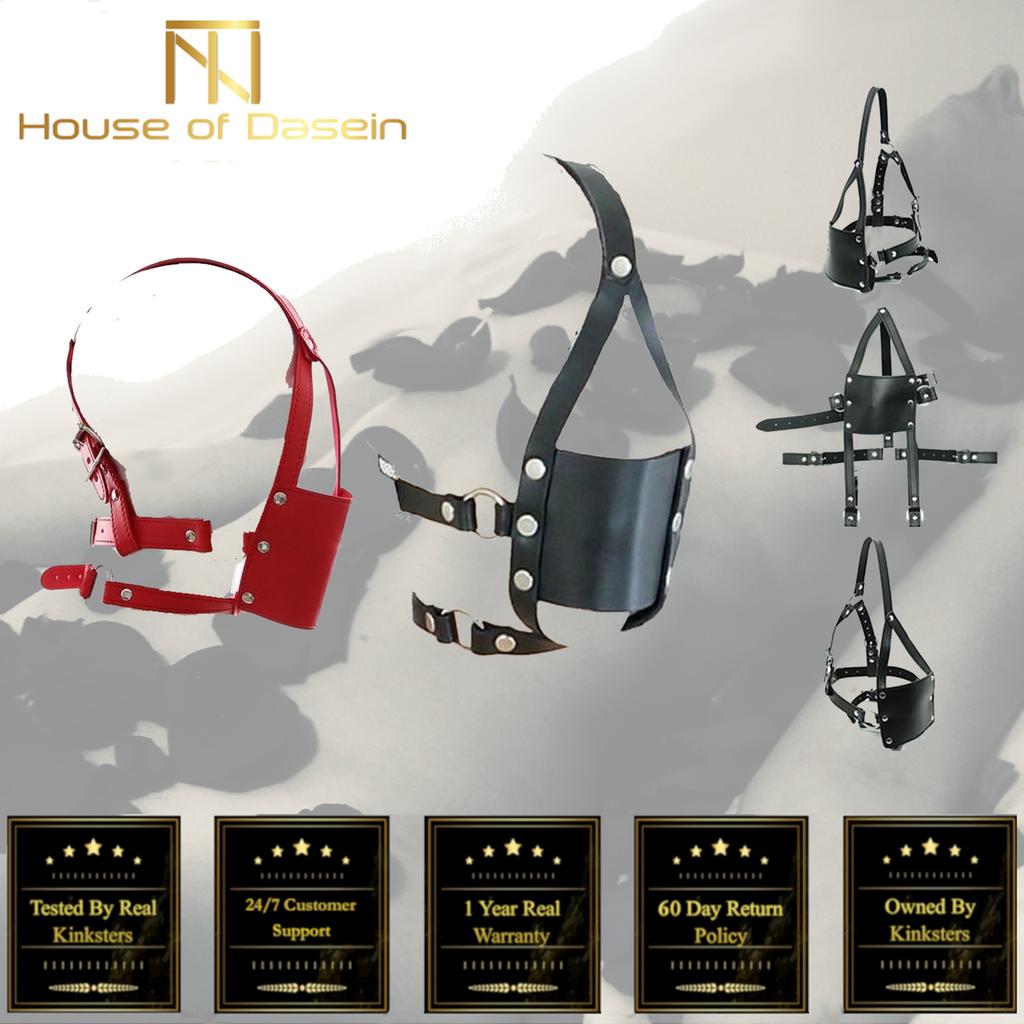 Head Harness Ball Gag Black Red  Kink Fetish Restraints Gags