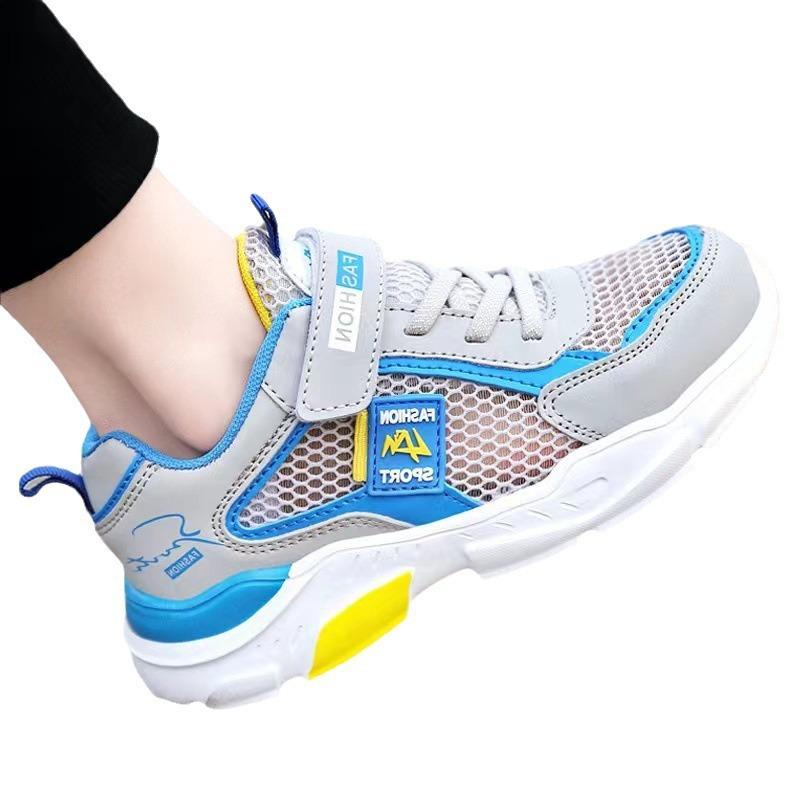Boys' Shoes 2025 Spring and Autumn Mesh Shoes Medium and Large Children's Breathable Mesh Surface Summer Single Mesh Hollow Children's Sports Shoes T