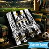 Custom Name Juventus Football Crest Flannel Blanket, Use for Birthday/Holiday Gift, Soft Blanket for Sofa/Bed/Camping/Office, Home Decor