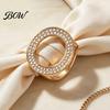 Rhinestone Scarf Ring Round Ring, Sparkling Slide Decorative Fashion Holder for Women Neckerchiefs Shirts Shawls Elegant Clip