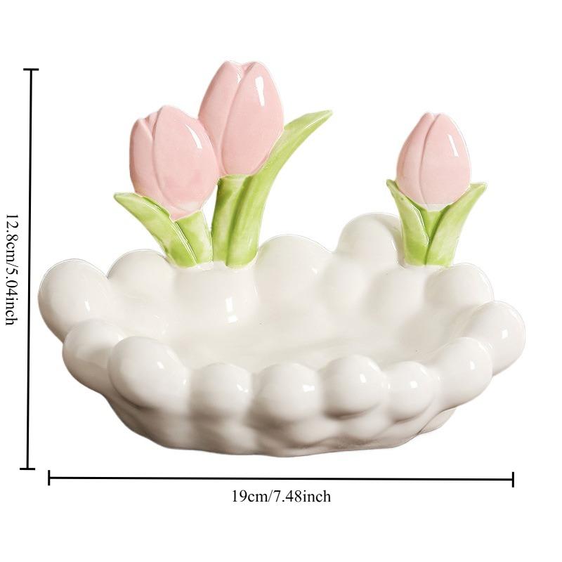 

Storage Box Tulip Entrance Key Desktop Tray Jewelry Cosmetics Miscellaneous Items Storage Box белый