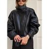 Herbst-Kunstlederjacke Für Damen Lässig Unifarben Langarm Reißverschluss Pu-Lederjacken Neue Mode Damen Streetwear