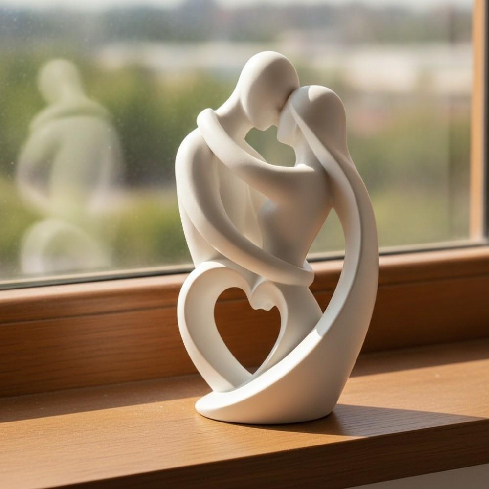 Plastic Hugging Couple Sculpture Romantic Embrace Art Table Statue Wedding Decor