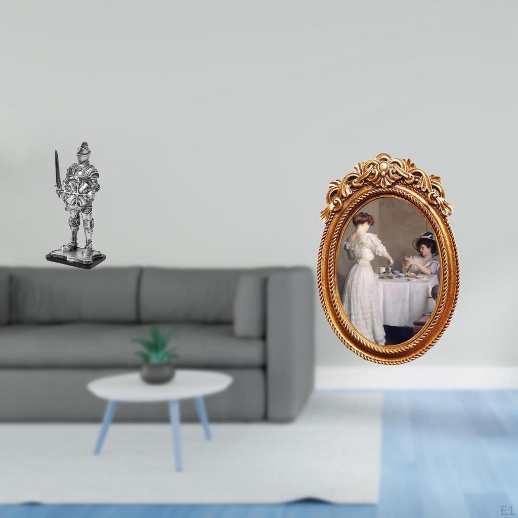 Vintage Knight Sculpture And Ornate Resin Photo Frame Creative Tabletop Ornament for Entryway