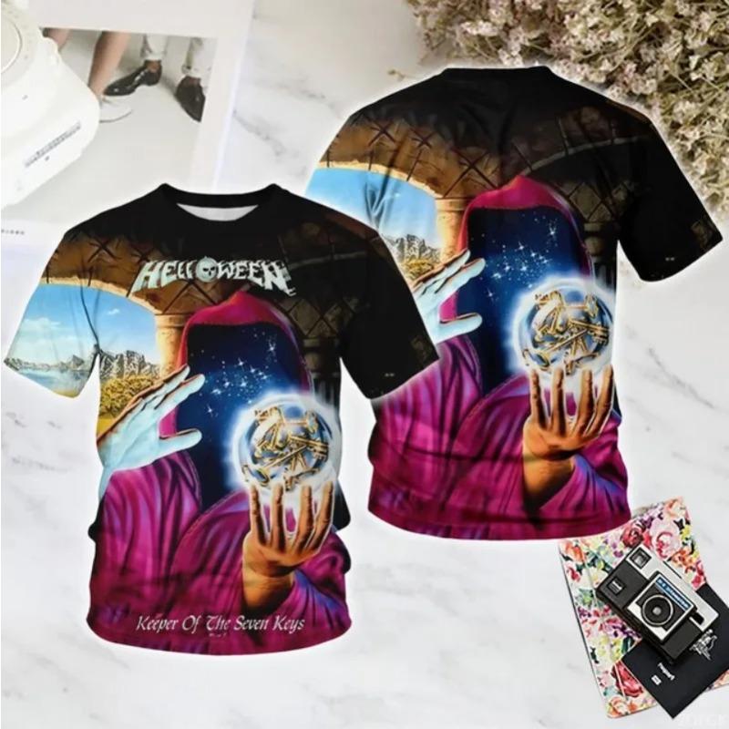 Pop Rock Halloween Band 3D Print Sports Quick-dry Breathable Men T-shirt Hip-hop Heavy Metal Punk Street Casual Short-sleeve Top