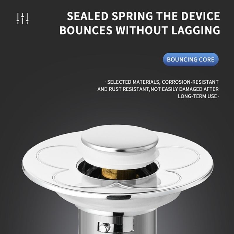 Not Clog Drain Stoppers with Accuracy Meshing Press Appear Sink Filter Steel ABS Coating Drain for Basin Bathtubs Kitchen