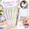 Retractable Gleaming Wings Butterfly Pen 0.5mm Gel Pens New Black Ink Pens  Student Writing