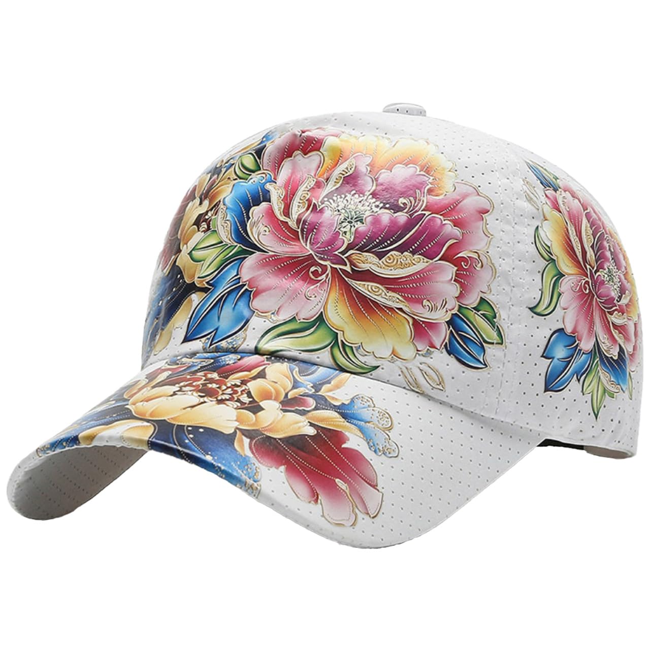 

Floral Mesh Cap Hat for Outdoor Fishing Golf Men Women CA787 [White Fang] (White)