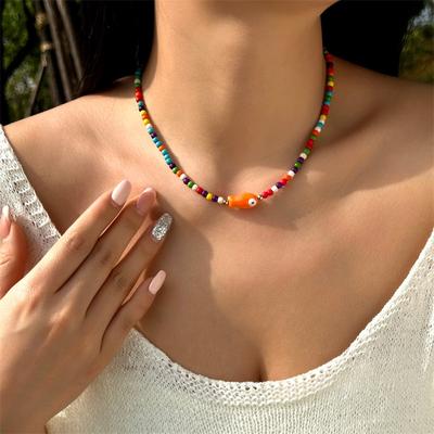 Bohemian Sea-Inspired Fish Pendant Necklace For Women Fashion With Synthetic Turquoise Beads Beach Jewelry Gifts Wholesale