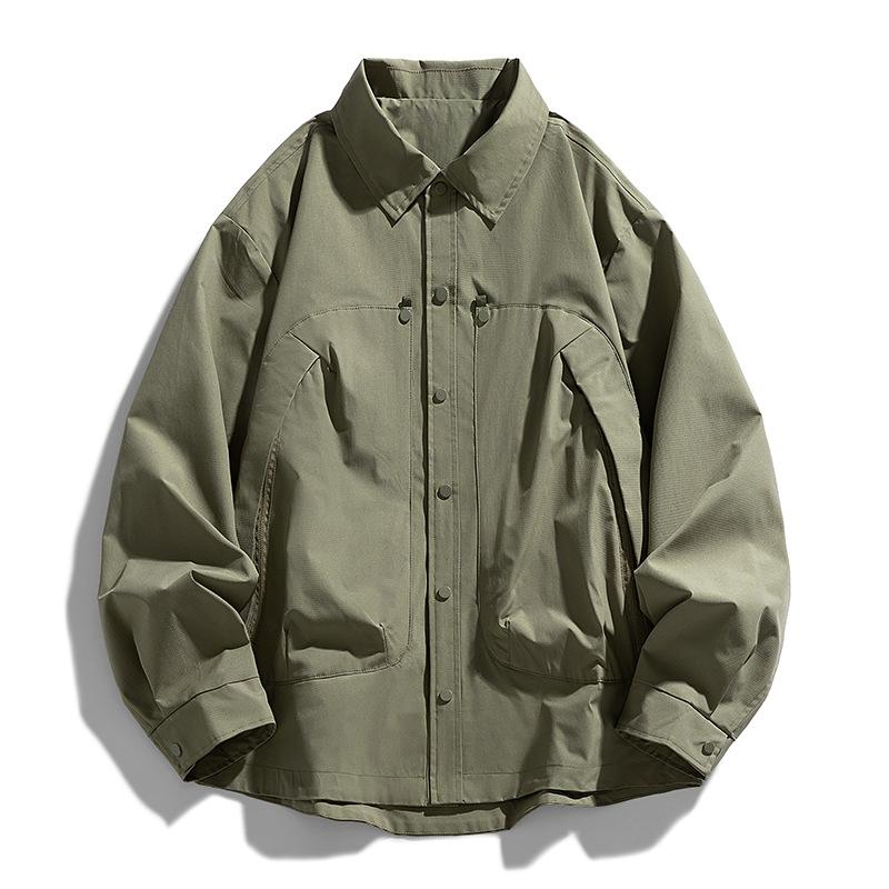 

Мужская рабочая одежда, рубашка с лацканами, куртка, свободная, повседневная, красивая, универсальная, куртка высокого класса 8XL зелёный