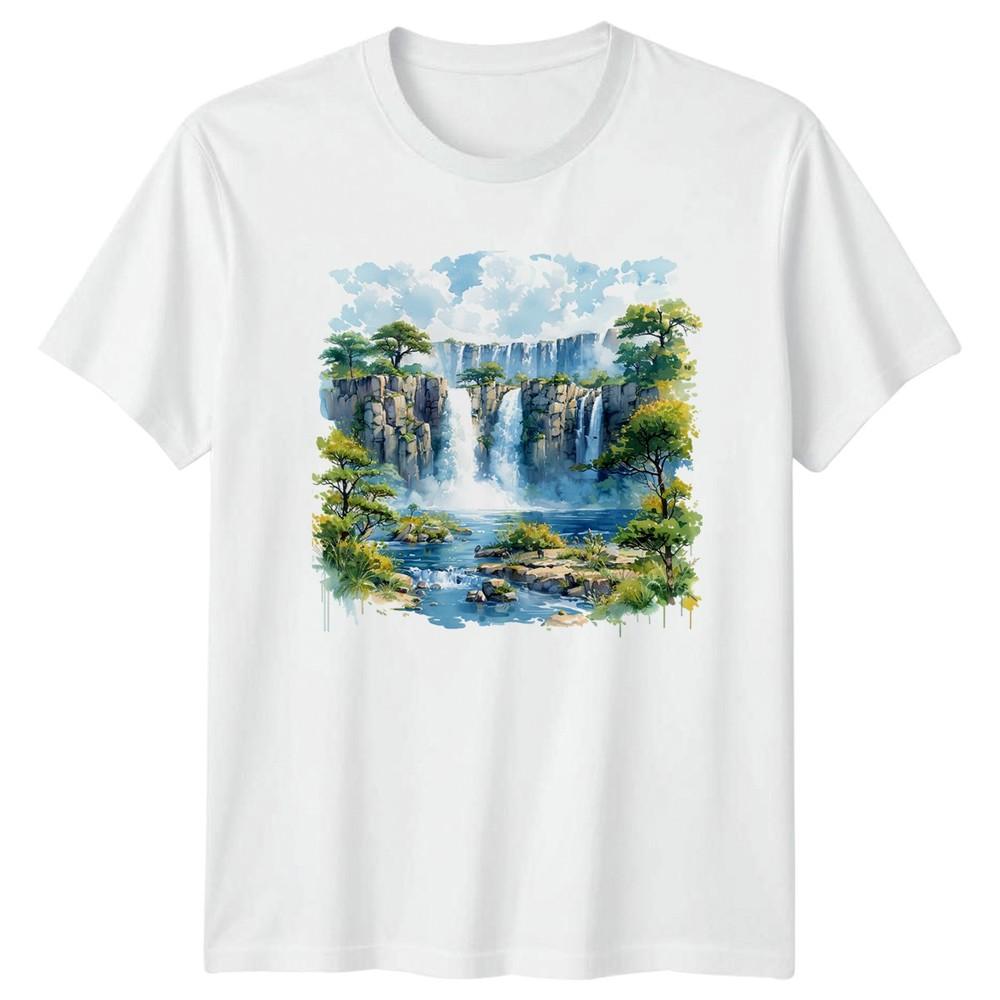 Waterfall Landscape Waterfalls Nature Unisexs TShirt Unisexs Tee Graphic Top S