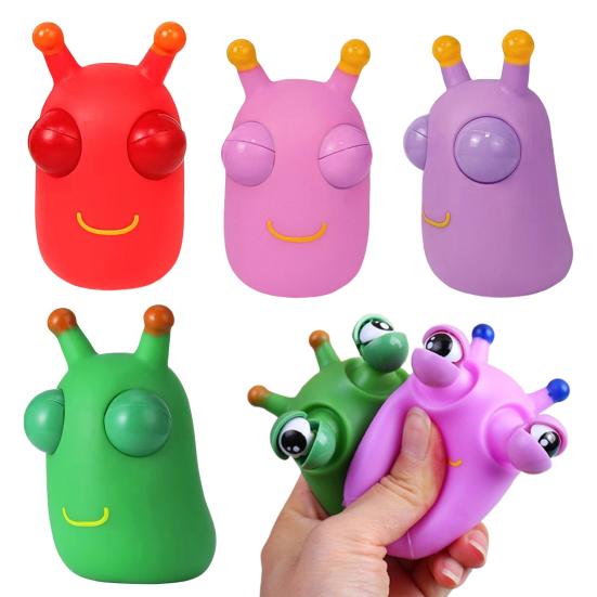 1/2/3Pcs Popping Eye Cabbage Worm Toy Anxiety Stress Relief Caterpillar Squeeze Pinch Sensory Toy Kids Teens Adults Soft Stress Ball Animal Fidget Toy