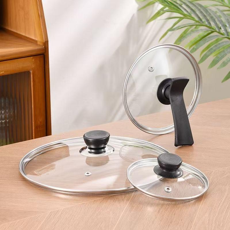 Universeller G-Typ Hartglas-Topfdeckel mit Edelstahlrand und Überlaufsicherung