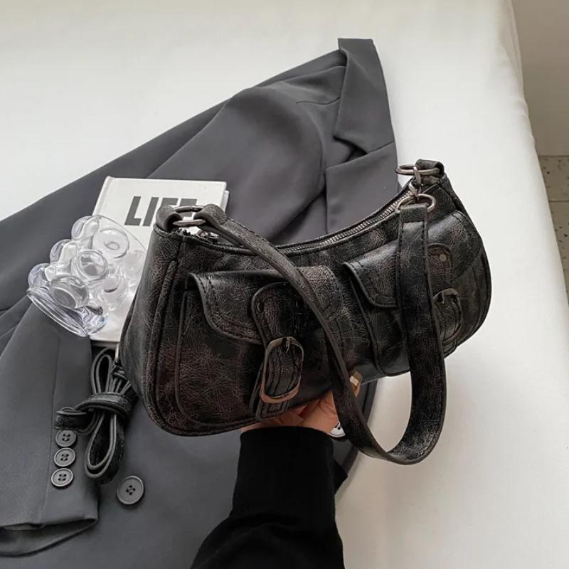 

Модная дизайнерская сумка через плечо из искусственной кожи с двойными карманами для женщин, 2024 трендовая женская сумка через плечо, сумки подмышками, сумки bolsa