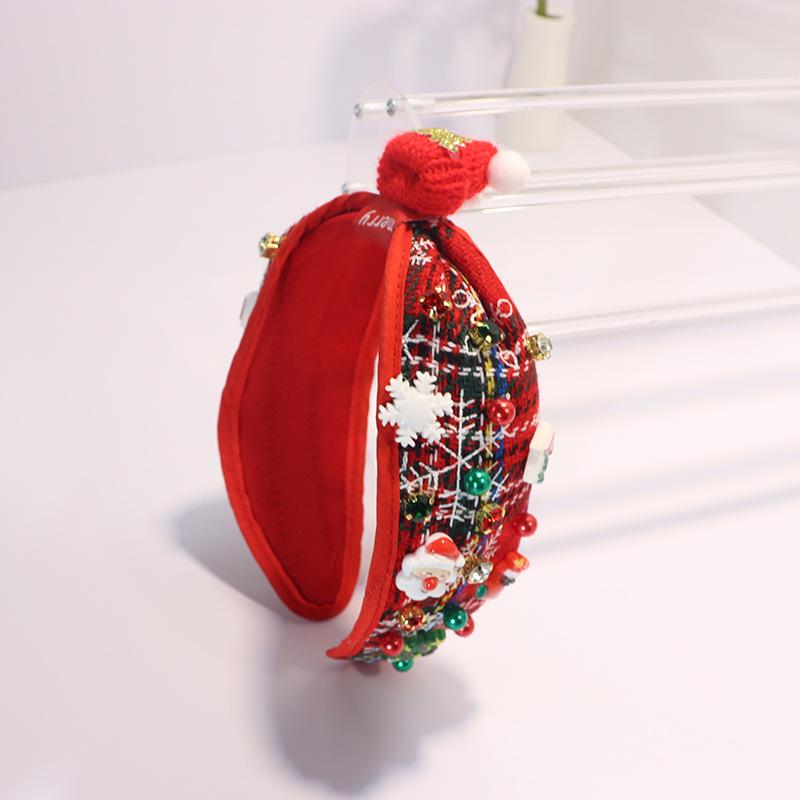 

Red and Green Rhinestone Snowflake Headband: Trendy European & American Christmas Hair Accessory for Women