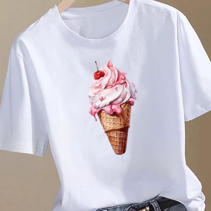 (Asian Size) Trend 90s Lovely Women Fashion Print Female Clothing T Shirt Tee Top Woman Short Sleeve Graphic T-shirts