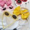 New Children Solid Color Cotton Bowknot Wide Hairband Round Sunglasses Set Baby Girls Sunglasses Kids Hair Accessories
