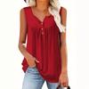 Women's Notch Neck Sleeveless Plus Size Tank Top Solid Color Front Pleated Button Casual Camisole