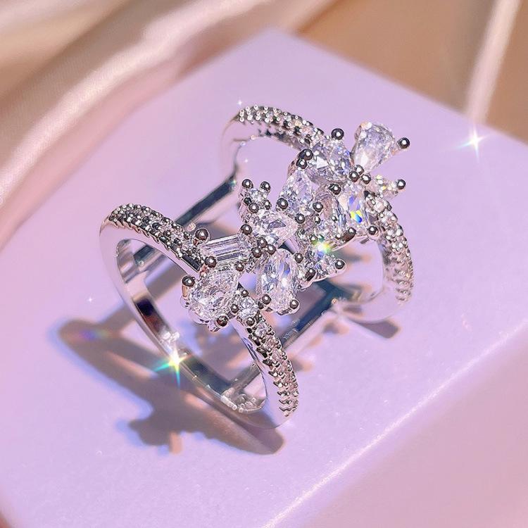 

Многослойное умное женское кольцо с бриллиантовой инкрустацией на указательный палец No. 10