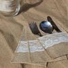 Set Of 10 Natural Jute Cutlery Bags, Jute With Lace Knife Bags, Cutlery Bags For Wedding