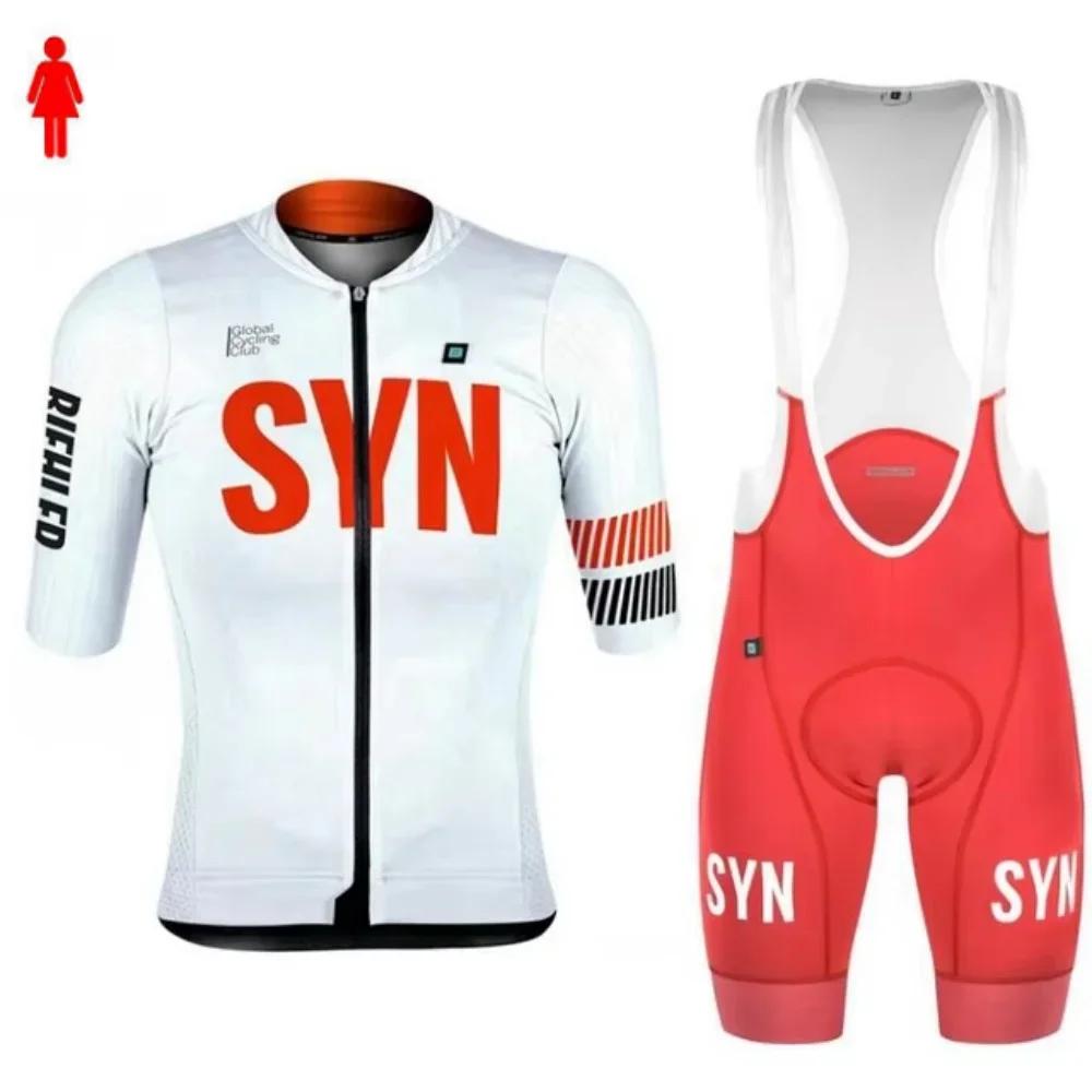 

Women Race Pro Team SYN Short Sleeve Apparel Close-fitting Road Bib Shorts Anti-UV Set Road Race Jersey 2026 Summer Breathable Cycling Suit Set XS