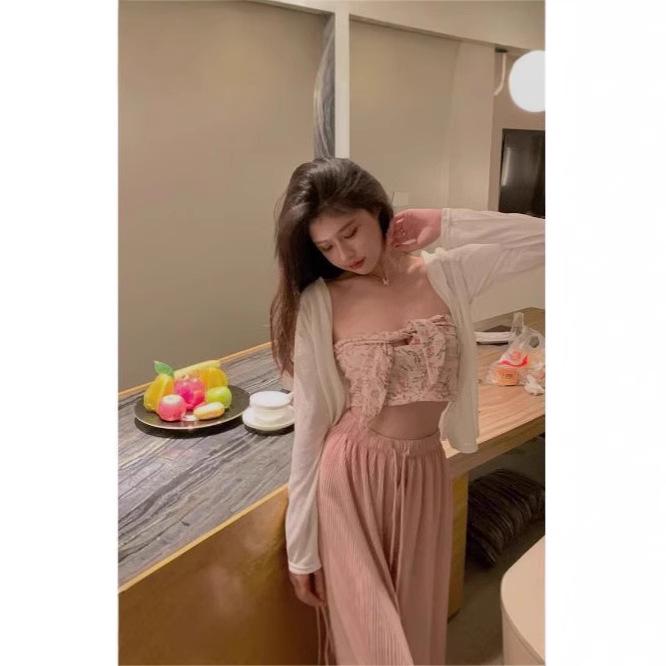 Elegant blomstret stroppeløs camisole-vest - Dame høy midje kort topp