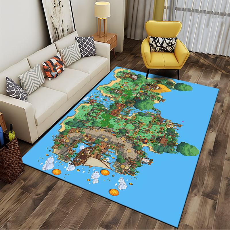 Cartoon Pirate Island Map Carpet suitable as a non-slip mat for the living room or bedroom sofa