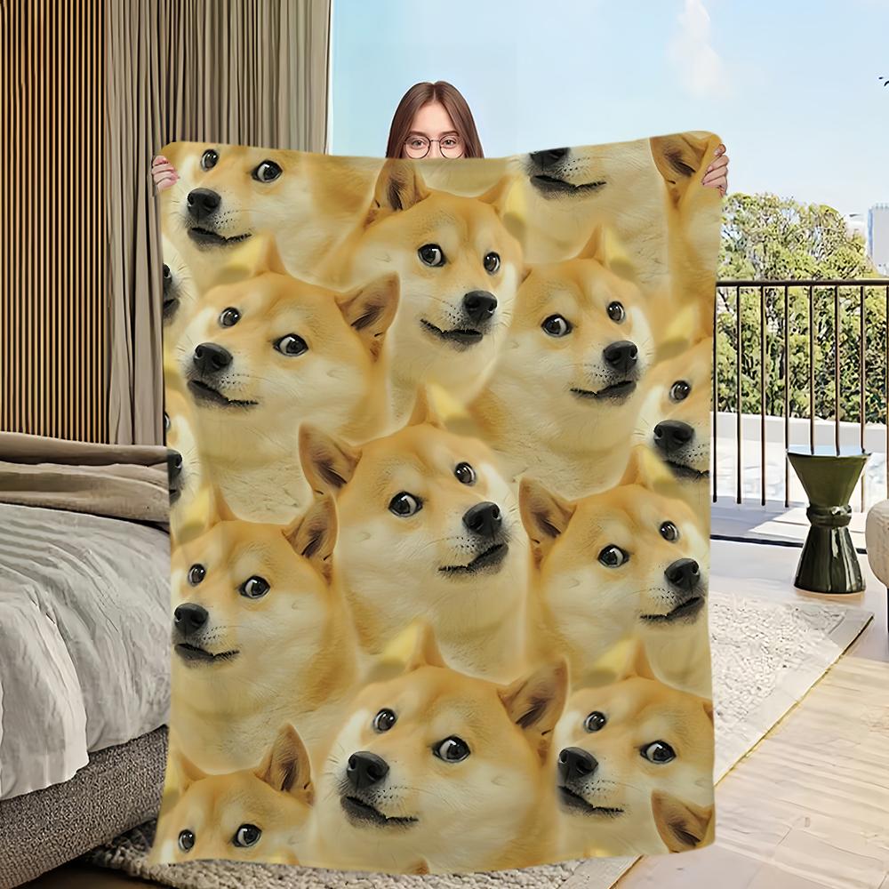 Manta Cheems Doge divertida de franela, cálida y cómoda, manta de felpa suave para sofá,oficina, dormitorio, regalo de viaje