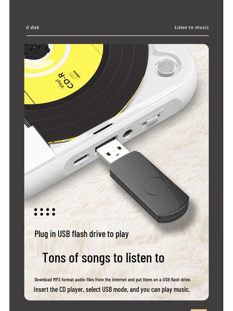 Compact Bluetooth CD Player with Speaker for English Audio Albums