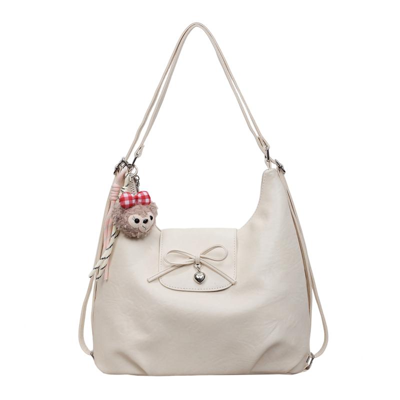 Women s Bow Bag Large Capacity Commuter Shoulder Tote Bag бежевый