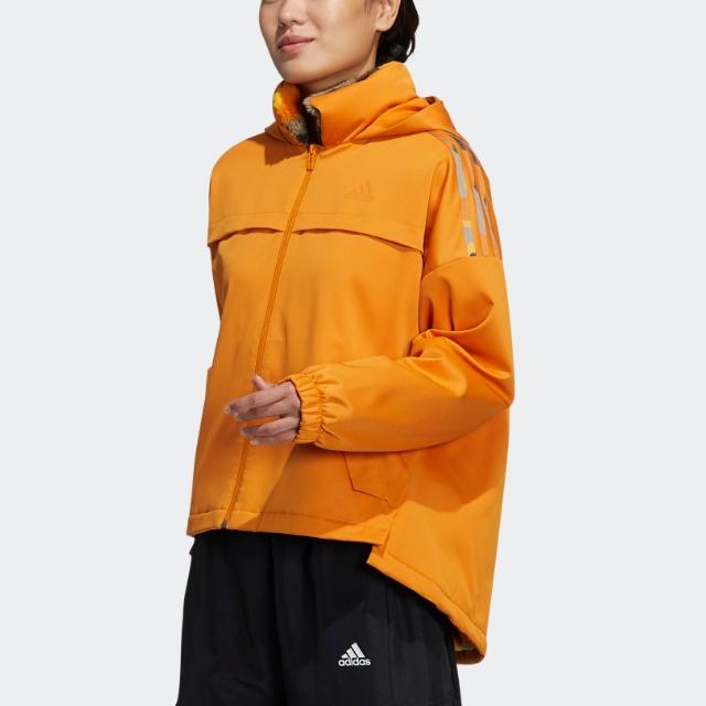 Adidas Irregular Sport Hooded Jacket Women Outerwear Orange H09759