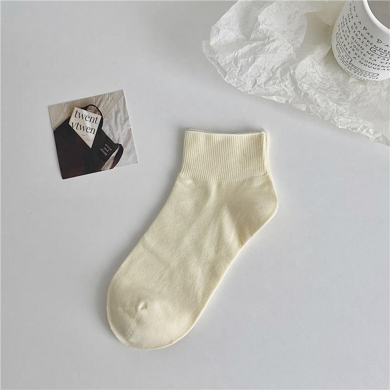 Socks Summer Thin Solid Color Short Tube Confinement Socks Tide Loose Boat Socks Crimped Wide Mouth Socks Cotton
