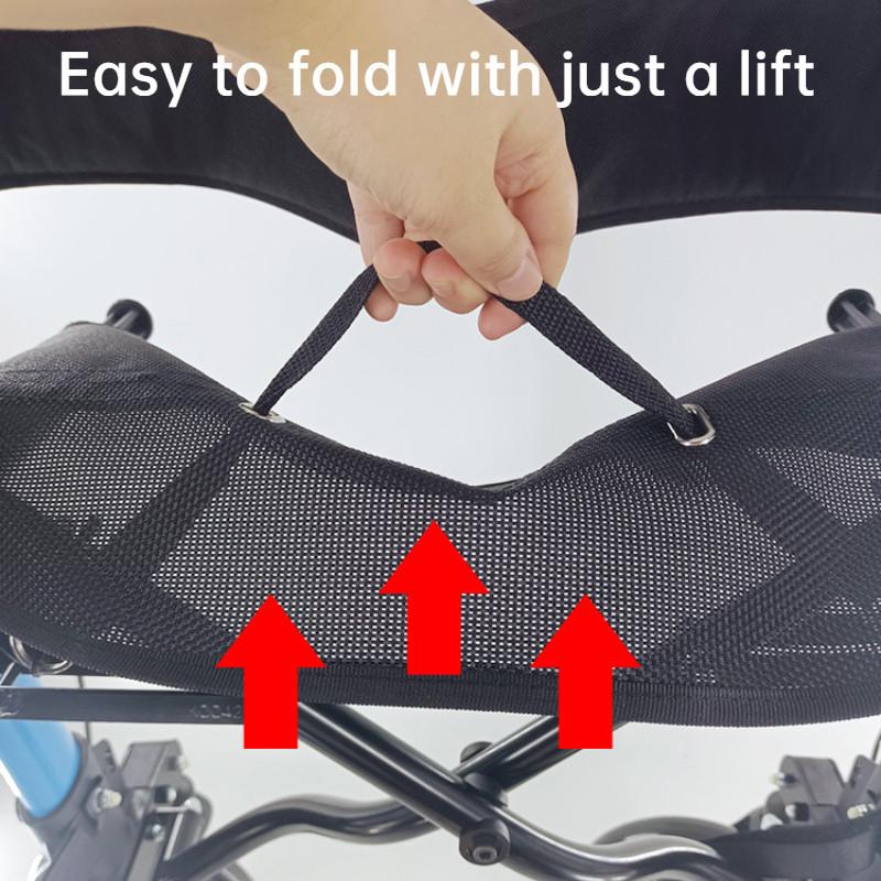 Adjustable Height Shopping Cart with Storage Bag Elderly Four Wheeled Walking Aid Vehicle Household Walking Aids with Brakes and Widened Seat Cushions